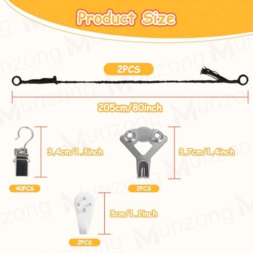 Munzong Black Hanging Stuffed Animal Storage Chain, 40 Metal Clips 80 Inch - Image 3