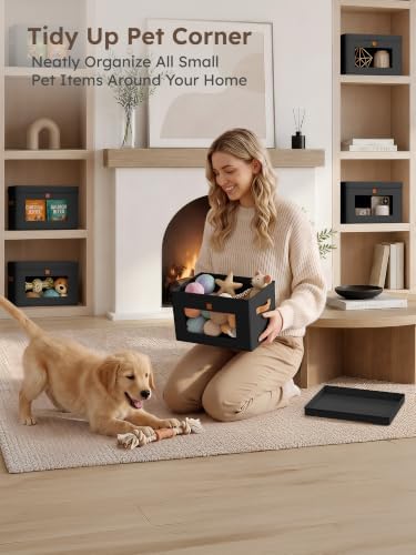 Homsorout Small Closet Storage Bins - Closet Shelf Organizer with Open Window, 4 Pack, Black - Image 2