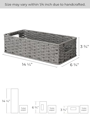 StorageWorks Toilet Tank Basket for Bathroom, Round Paper Rope Wicker Storage Basket Back of Toilet Tank Top, 14 ¼"L x 6 ¾"W x 3 ¾"H, 2 Pack - Image 3