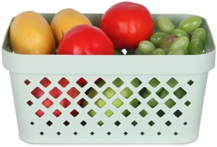 Glad Plastic Baskets for Organizing, Set of 6 | Pantry Storage for Under Counter, Linen Closet, and Bathroom | Nesting Shelf Bins with Handles, 1 Gallon, Sage - Image 4