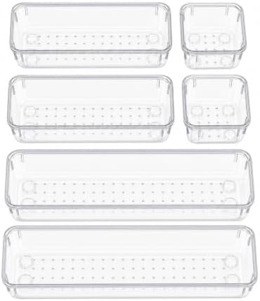 6 PCS Clear Plastic Drawer Organizers Set Storage Trays by Unknown