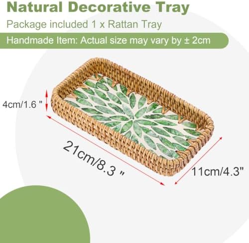 Key Tray for Entryway Table, Small Woven Rattan Tray Rectangular - Image 2