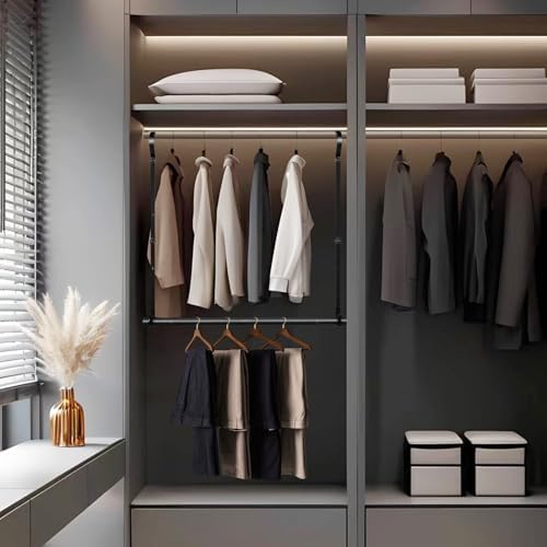 Hanging Closet Rods - Adjustable Height & Width Closets Bar Lower Extender - Image 7