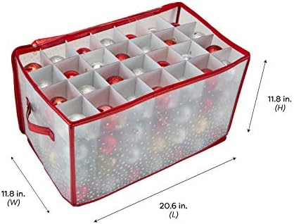 Simplify Organizer Container, Holds Total of 224 Amongst 2 Bags, 2.5” Slots, Durable, See Through for Easy Viewing ornament storage, 112 Count-2PK, Red, AZ-710011-2PK - Image 4