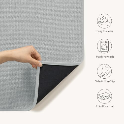 chakme Bathroom Rugs Mat 47x17, Ultra Thin Non Slip Bath Mat Runner Quick Dry Absorbent Bath Mat for Bathroom Floor, (Light Grey, 47"x17") - Image 4