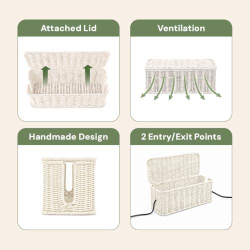 Cable Management Box, Handmade Rattan Cord Organizer for Power Strip - Image 6