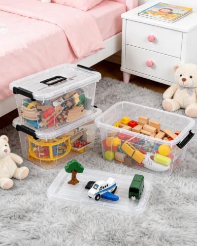 EOENVIVS 7 QT Clear Storage Bins with Lids, 6 Pack, Stackable Storage Boxes - Image 6