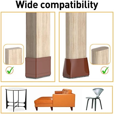 1" x 1.5" Rectangle Chair Leg Floor Protectors for Hardwood Floors. - Image 4