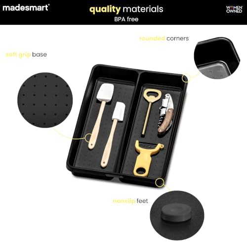 madesmart Classic 2 Compartment Compact Utensil Tray, Carbon - Image 5