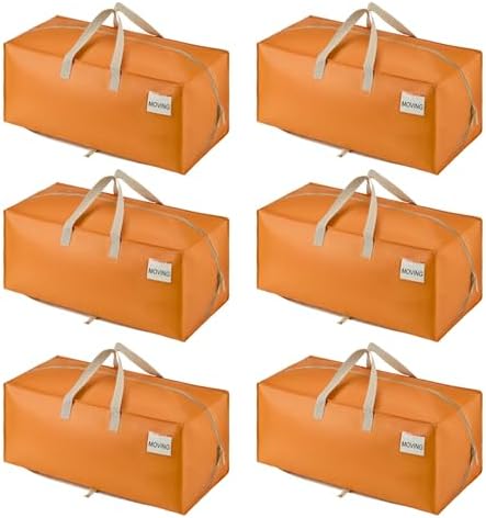 VENO 6 Pack Heavy Duty Moving Bags with Backpack Straps, Zippers & Handles, Extra Large Packing Bags for College Dorm Essentials, Moving Supplies Alternative to Cardboard Moving Boxes by Veno