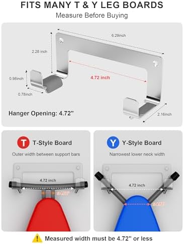 2 Pack Iron Board Hooks for Wall, Stainless Steel, Silver - Image 4