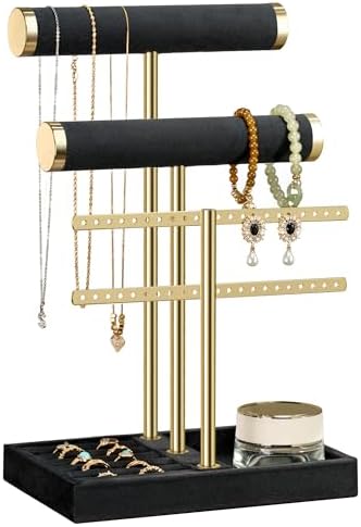 Jewelry Organizer Stand for Necklaces, Bracelets, Earrings, Rings, Black by BUSSDIS