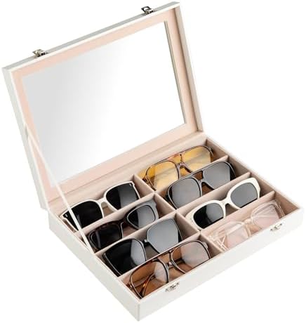 Frebeauty 8-Slot Sunglass Organizer,Sunglass Holder with Clear Lid by Frebeauty
