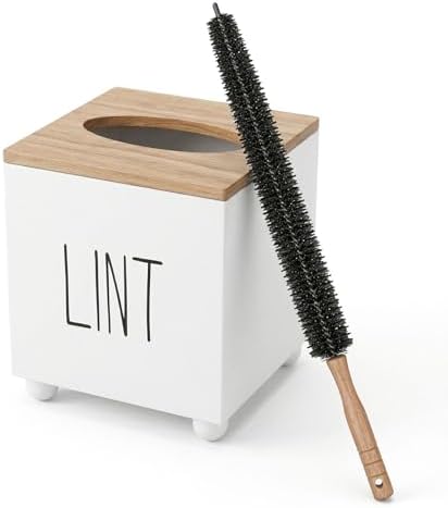 Lint Bin for Laundry Room, Farmhouse Lint Box, Wooden Lint Holder with Lid, Lint Container for Laundry Room Decor, Dryer Lint Trash Can for Laundry Accessory Organization by CHONIC