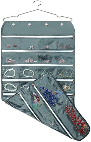 BB Brotrade Hanging Jewelry Organizer,Accessories Organizer,56 Zipper Pocket Organizer for Holding Jewelries (Grey-Zipper) by BBBrotrade