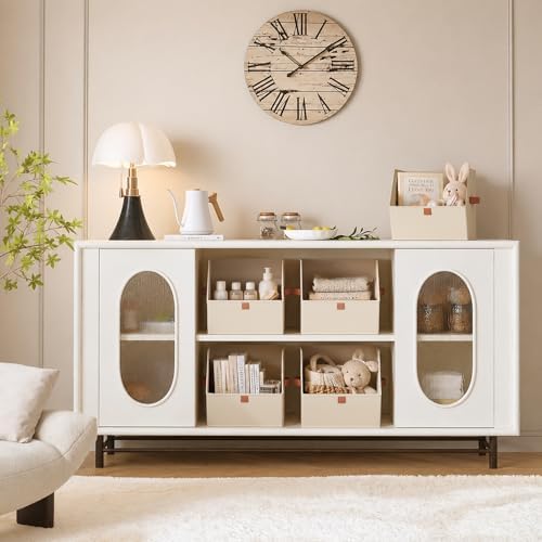 Homsorout Fabric Closet Storage Cubes - 8 Pack Square Storage Bins with Dual Handles for Clothes, Towels, Toys, Cube Storage Organizers for Bedroom, Nursery, Shelves, Closet, Small Spaces, Beige - Image 4