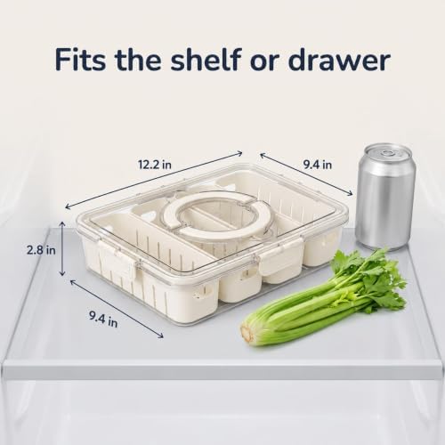 [Hand Wash Only] Salad Bar Containers for Fridge, Veggie Containers for Refrigerator, Salad Prep Containers for Fridge, Veggie Tray with Lid, Storage & Organizer for Fruit, Berry, Produce Keeper - Image 2