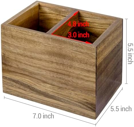 MyGift Premium Acacia Wood Remote Holder, 2 Slot TV Control Caddy - Image 5