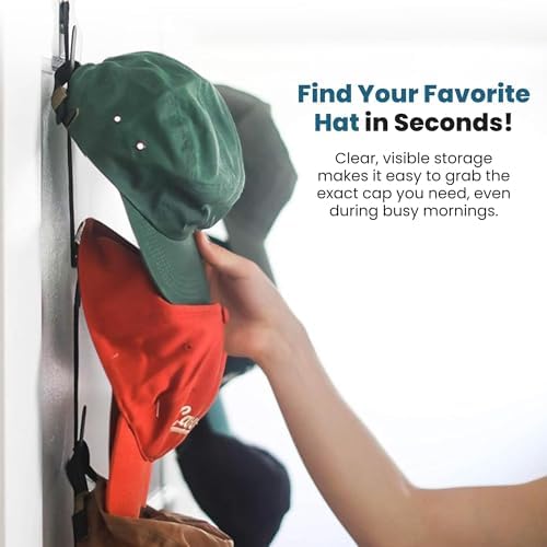 Jokari Over the Door Cap Rack Organizer 2 Pack Holds Up to 32 Baseball Hats - Image 4