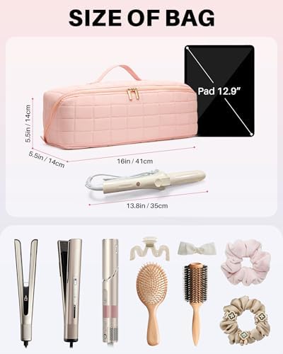 Hair Tools Travel Bag with Heat Resistant Mat, Hot Tools Case, Pink - Image 3