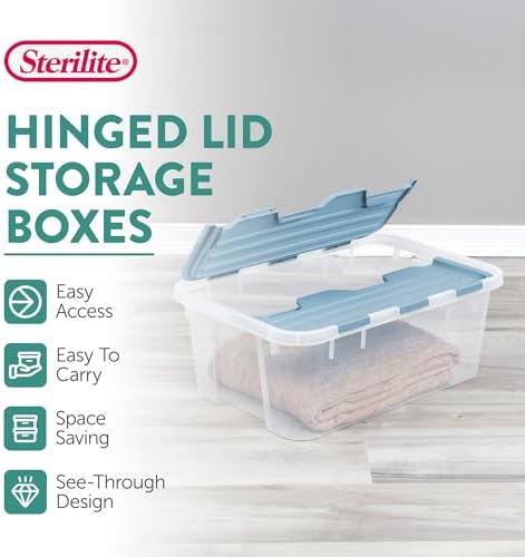 Sterilite Hinged Lid Storage Box, Plastic Container, 40 Quart, 18-Pack - Image 3