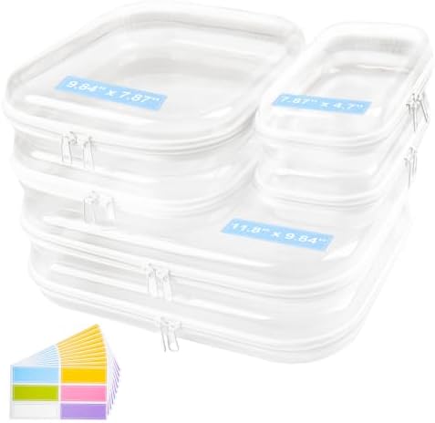 6 Pack Clear Hard Shell Zipper Cases, Makeup Bags, 3 Size 2L+2M+2S by Unknown
