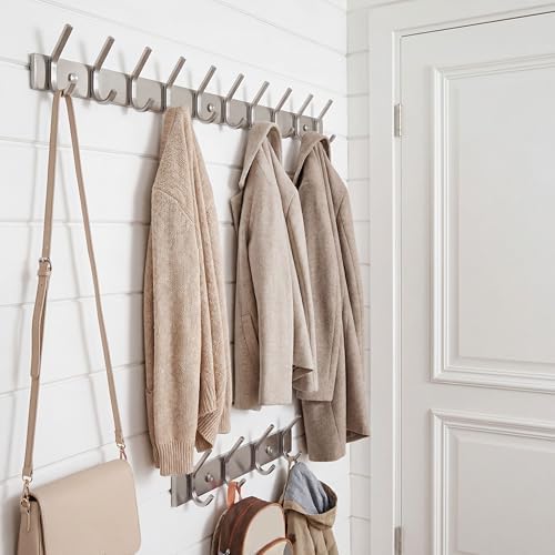 WEBI Coat Rack Wall Mount,10 Coat Hooks for Hanging Coats,30 Inch Stainless Steel 304 Coat Hanger Wall Mounted Hook Rack Rail for Clothes,Jacket,Brushed Nickel - Image 2