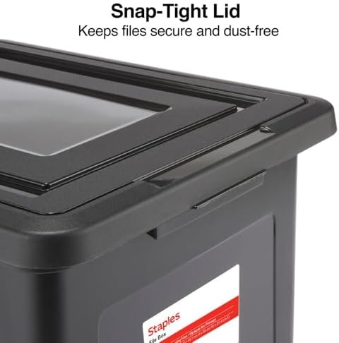 STAPLES Plastic File Box with Snap Lid, Letter/Legal Size, Black, 2/Pk - Image 3