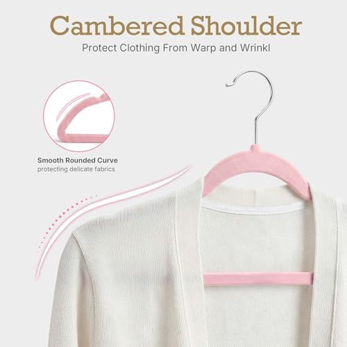 HOUSE DAY Lt-Pink Velvet Hangers 60 Pack, Premium Non Slip Clothes Hanger - Image 3