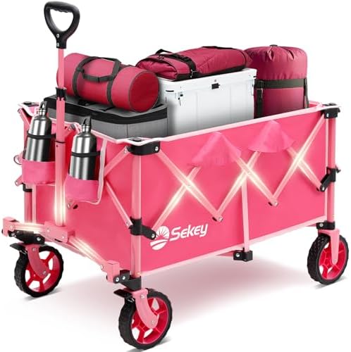 Sekey Collapsible Wagon, 300 lb Capacity, 29 in Cargo Bed, Compact Fold by Sekey