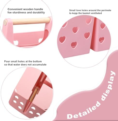 Portable Shower Caddy Plastic Shower Basket Organizer with Handle, Pink - Image 3