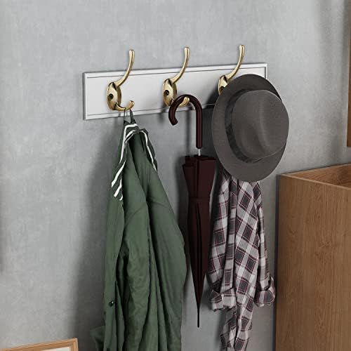 IBosins 32 Pack Antique Brass Double Coat Hooks Wall Mounted with 64 Screws - Image 5