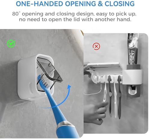 MOPMS Single Slot Toothbrush Holders Wall Mounted with Cover for Bathrooms - Image 3