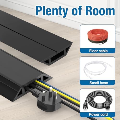 Eapele 6.5 ft Floor Cord Cover Heavy Duty Cable Protector, Easy to Unroll, Prevent Trip Hazard for Home Office or Outdoor Settings (Black) - Image 6