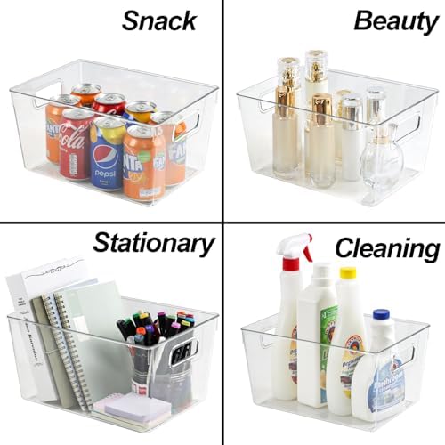 ZEXALOR 4pcs Clear Storage Bins Clear Storage Containers for Kitchen Pantry Organization, Organizing Bins with Built in Handles, Cabinet Organizers - Image 4