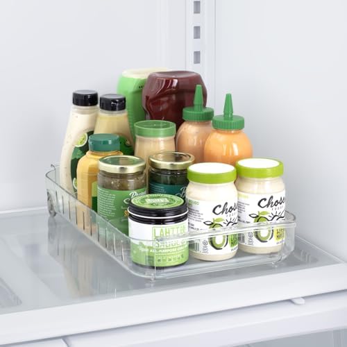 YouCopia RollOut Fridge Caddy BPA-Free Clear Rolling Refrigerator Organizer Bin with Adjustable Dividers and Handles, 9" Wide by YouCopia