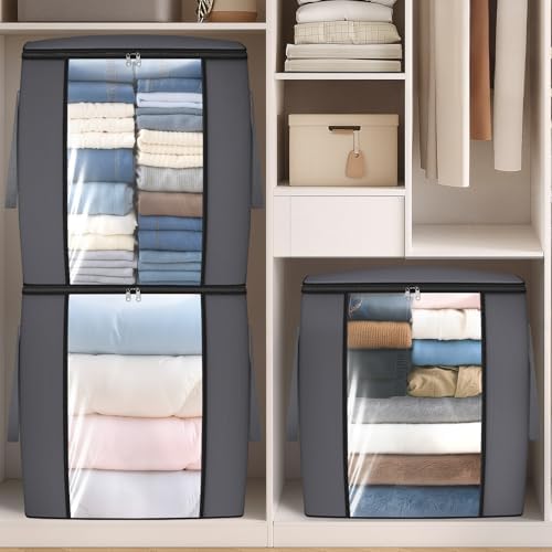 TasticTotes 120L Extra Large Blanket Clothes Storage Bags, Gray, 1 Pack - Image 7