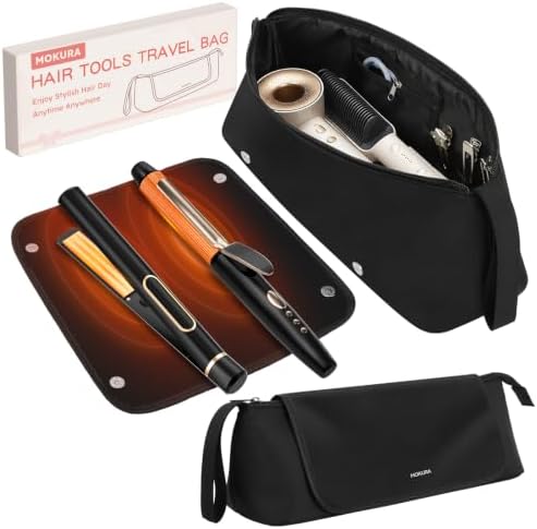 MOKURA Hair Tools Travel Bag with Heat Resistant Mat Fits flat irons by MOKURA