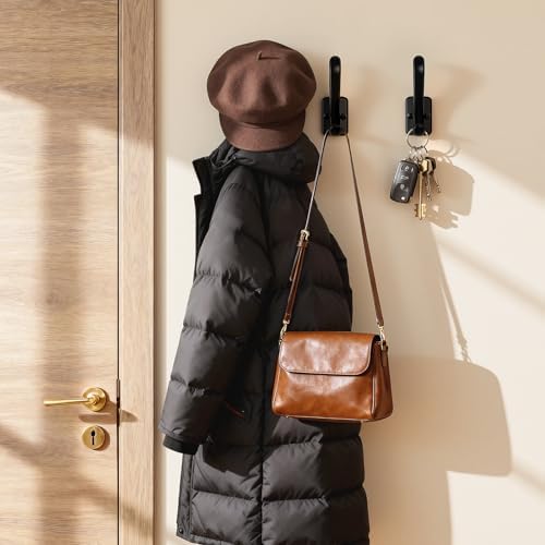 Coat Hooks Heavy Duty - Metal Wall Hooks Wall Mount with Concealed Screw Design Matte Black Hooks for Hanging Towel, Key, Robe, Scarf, Entryway Closet Mudroom Bathroom (10, Black) - Image 3