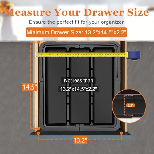 Spaclear Large Utensil Drawer Organizer Expandable Silverware Organizer for Kitchen Drawer Adjustable Cooking Utensil Holder Cutlery Flatware Tray Spatula Tools Gadgets Storage Dividers Plastic Black - Image 5