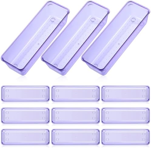 Maitys 12 Pcs Plastic Drawer Organizers, Storage Tray, 9 x 3 x 2", Purple by Maitys