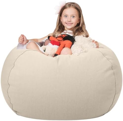 WEKAPO Stuffed Animal Storage Bean Bag Chair Cover for Kids by Wekapo