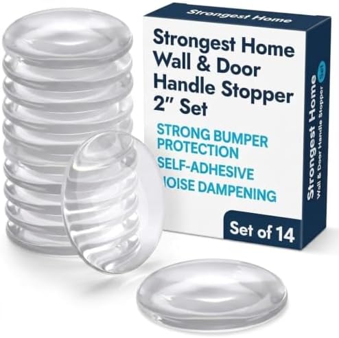 STRONGEST HOME Door Stoppers for Wall, 2" Clear Wall Protector, 14 Pack by STRONGESTHOME