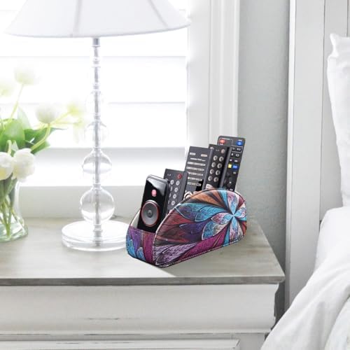 PU Leather Remote Control Holder TV, Remote Caddy for Table 5 Compartments - Image 6