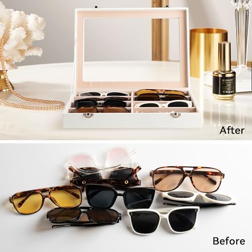 Frebeauty 8-Slot Sunglass Organizer,Sunglass Holder with Clear Lid - Image 6