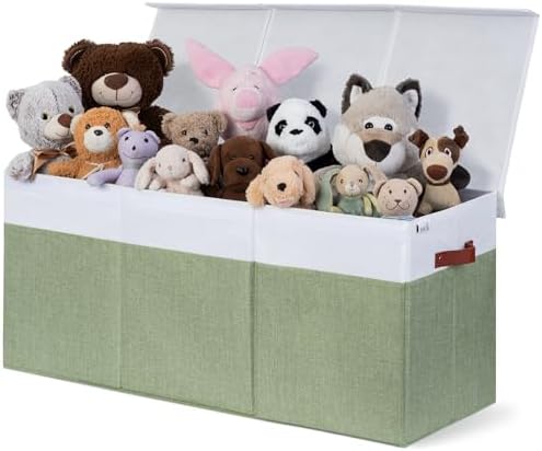 SoftOwl Extra Large Toy Storage Organizer with Lid - Sturdy, Collapsible Toy Chest Storage Box Design - Toys Bin with Dividers for Kids, Nursery, Bedroom, Playroom 37"x16"x14" by SoftOwl