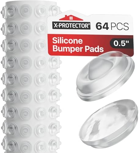 X-Protector Cabinet Door Bumpers 64 PCS – 1/2" Silicone Clear Bumpers by X-Protector
