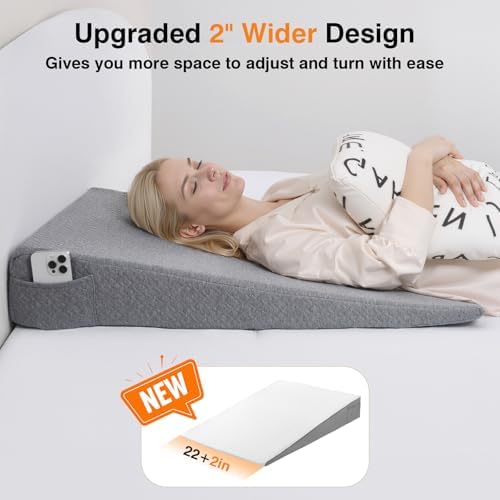 Vekkia 34" Extra-Long Wedge Pillow, 5.5" Bed Wedge Pillow for Sleeping,Gray - Image 3