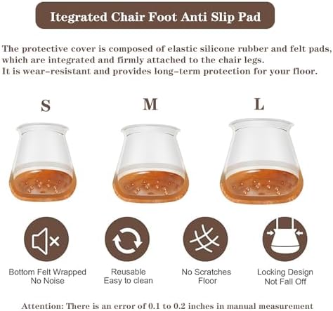 OCONDA 20 Pcs Chair Leg Floor Protectors for Hardwood Floors, Clear Rubber Furniture Sliders with Felt, Silicone Furniture Leg Caps Covers (Fit Round Diameter:12/16" to 1-3/16") - Image 6
