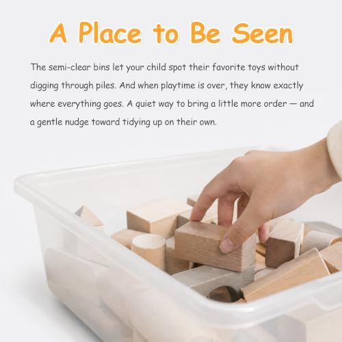 Anmon 3-in-1 Montessori Toy Organizer with Bookshelf, 9 Clear Bin & Plush Storage (64.2" W) - Image 3